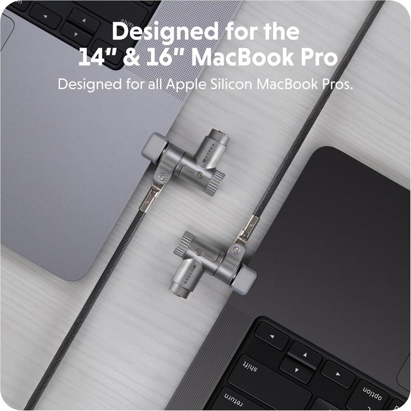 HyperShield MacBook Pro Cable Laptop Lock — Tool-Free MacBook Security Lock w/ 6.5 Ft. Steel Cable, Full Port Access — for 14” & 16” Apple Silicon Devices — Ideal for Public Spaces - Image 4